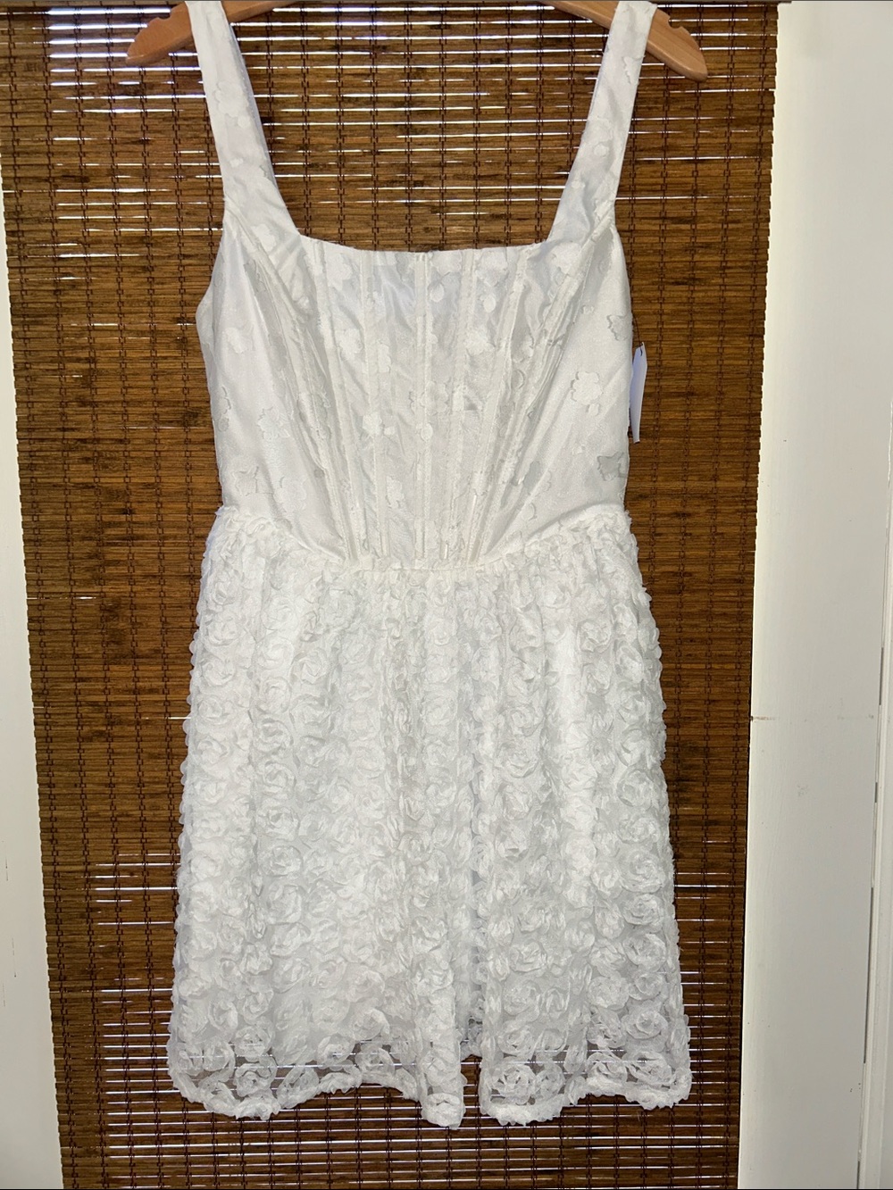 Lulu's White Rosette Lace Mini Dress